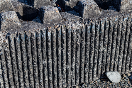 Concrete cement roadside barrier block abstract photoの写真素材