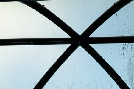 Glass window repeating pattern texture with various interruptionsの写真素材