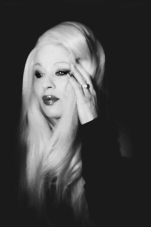 Classic Old Hollywood timeless beautiful model on isolated black backgroundの写真素材
