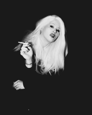 Classic Old Hollywood timeless beautiful model on isolated black backgroundの写真素材