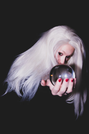 Classic Old Hollywood timeless beautiful model on isolated black backgroundの写真素材