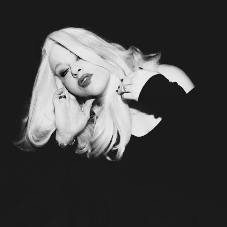 Classic Old Hollywood timeless beautiful model on isolated black backgroundの写真素材