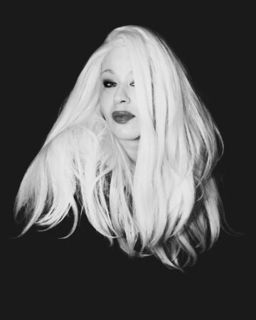Classic Old Hollywood timeless beautiful model on isolated black backgroundの写真素材