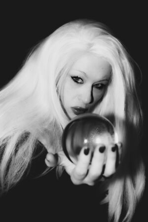 Classic Old Hollywood timeless beautiful model on isolated black backgroundの写真素材