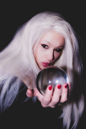 Classic Old Hollywood timeless beautiful model on isolated black backgroundの写真素材