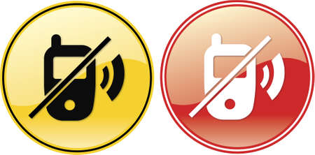 No Cellphones Phone Label Sign Symbol on yellow background with black onlyのイラスト素材