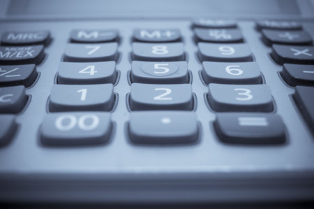 single calculator keypad object in blue tones