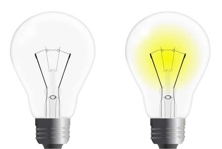 On and off Vector Light Bulb isolated on a white backgroundのイラスト素材