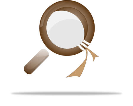 magnifying glass in dark brown tone and with a shade beneathのイラスト素材