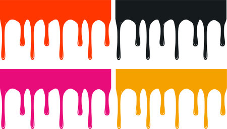 straining paint in four different colors on white backのイラスト素材
