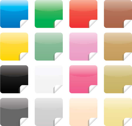 Brightly Colored, Glossy Web Elements Sale Tag Stickers in rectangleのイラスト素材