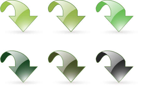 arrow download green button icons in six slightly different green tonesのイラスト素材