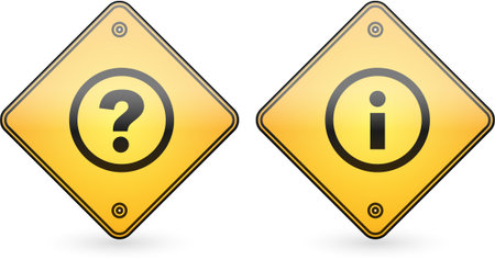 Question and Information Mark Button Label on yellow signのイラスト素材