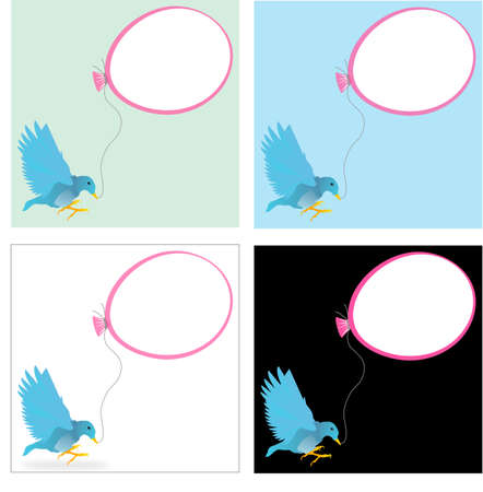 blue bird with a ballon for textのイラスト素材