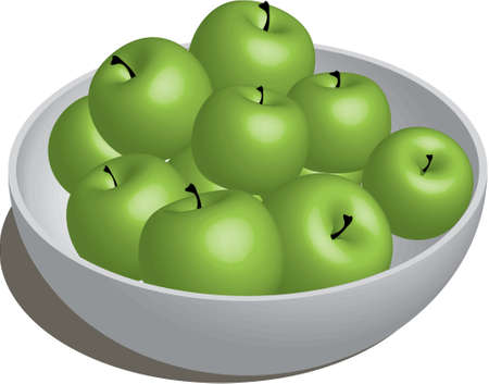 Bowl of Green Applesのイラスト素材