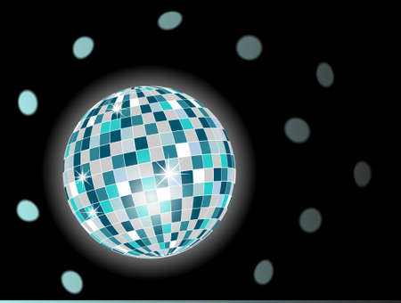 Disco ball in green tones on black background のイラスト素材