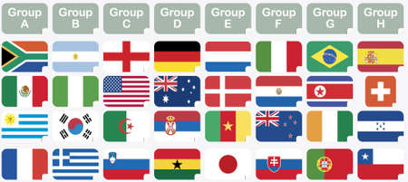 stickers with 2010 FIFA World Cup South Africa national flags のイラスト素材