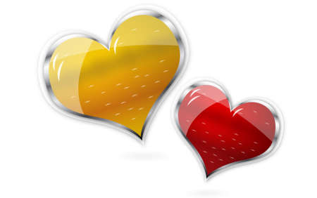 red and golden shiny vector hearts for valentines dayのイラスト素材