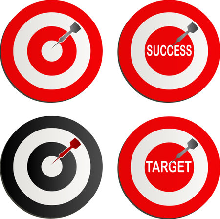 black and red darts as well as success and target text on itのイラスト素材