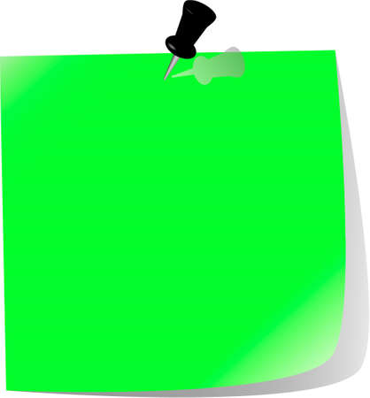 pinned note paper, greenのイラスト素材