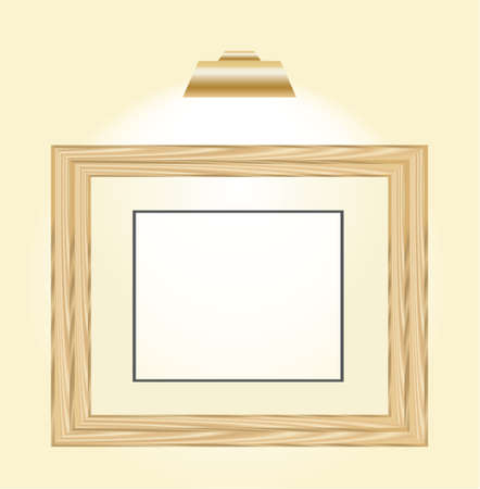 wooden horizontal picture frame with a light top of itのイラスト素材