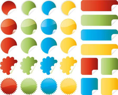 Set of stickers in red, green, blue and yellow colorsのイラスト素材