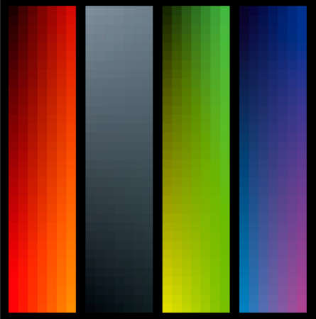 Gradient color banners in vertical format on black bacgroundのイラスト素材
