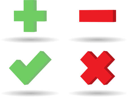 3d web icons of plus minus and approvalのイラスト素材