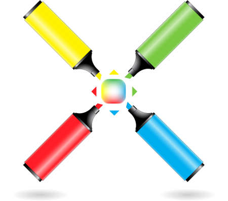 Highlighter pens isolated over a white backgroundのイラスト素材