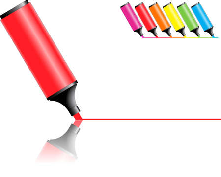 Red marker drawing line as well as various other colorsのイラスト素材