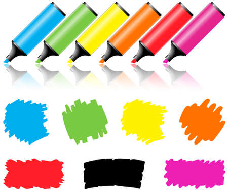 Highlighter pen with scribbles on a blank piece of paper, your text can be added on colored areaのイラスト素材