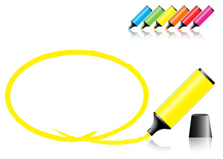 marker pens with a selected area in various colorsのイラスト素材