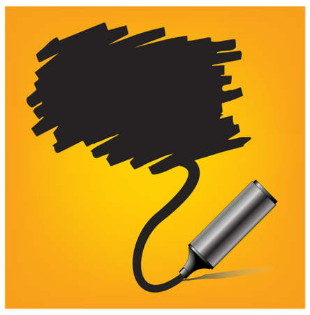 Highlighter pen with scribbles on a blank piece of paper, your text can be added on colored areaのイラスト素材