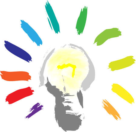 illustration of light bulb with colorful  fringesのイラスト素材