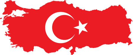 vector illustration of the map of Turkey, Turkish map with Turkish Flagのイラスト素材