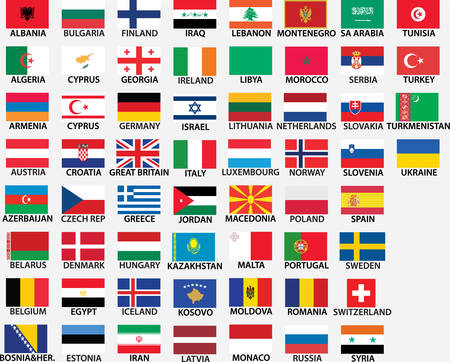 national flags of all european countries, whole countries included, even kosovo, bosnia etc.のイラスト素材