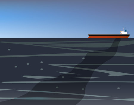 illustration of oil spill off a vessel of crude oilのイラスト素材