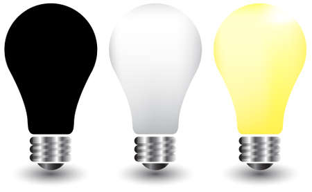  illustration of  bulbs on white, yellow and black のイラスト素材