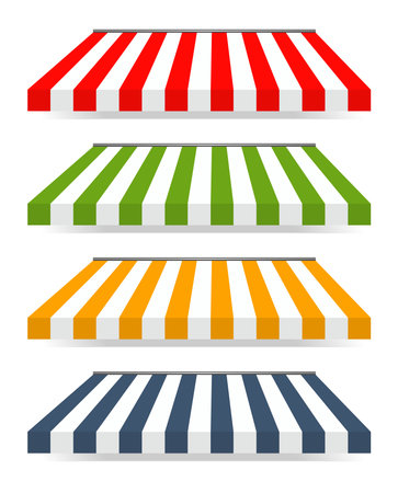 illustration of four different colored awningsのイラスト素材