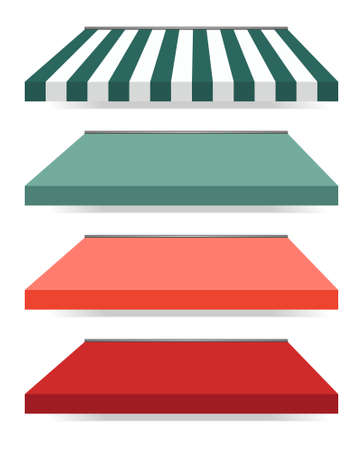 illustration of four different colored awningsのイラスト素材