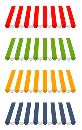 illustration of four different colored awningsのイラスト素材