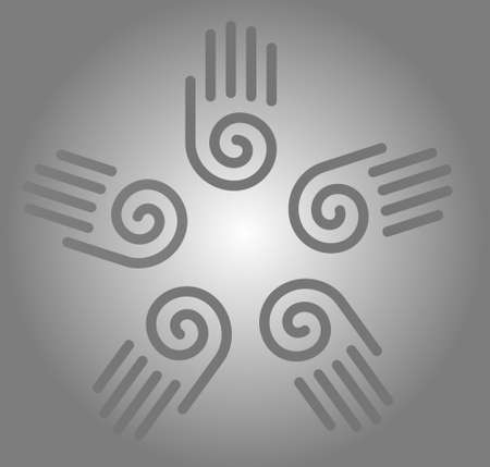 vector illustration of hand prints on white and gray back groundのイラスト素材