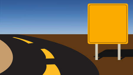  Illustration of a blank road sign on blue sky background  のイラスト素材