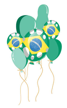 vector illustration of green balloon of brazilian flag with white spots のイラスト素材