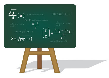  Vector illustration of math background in green with white text のイラスト素材