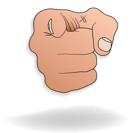 illustration of  a  hand pointing  a point in frontのイラスト素材