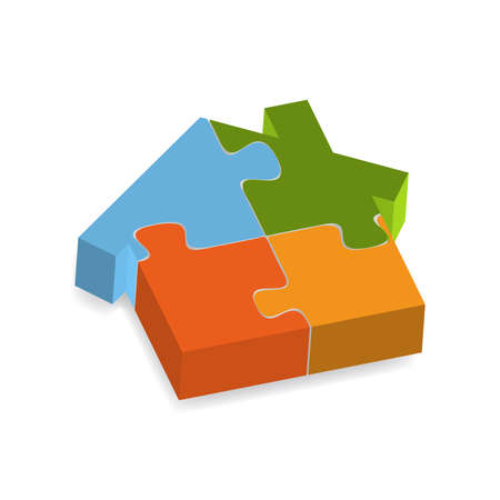  illustration of  a  house puzzle with a shadow underneathのイラスト素材