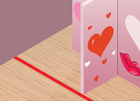   illustration of  a  matchmaking activity  in a closed placeのイラスト素材