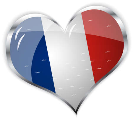  illustration of flag of France in heart shapeのイラスト素材