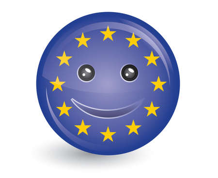 vector illustration of flag of European Union in smiling face のイラスト素材